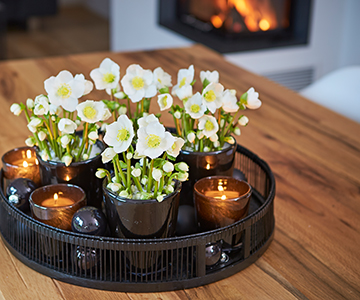 Christmas Rose decoration in black & white